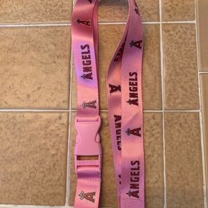 Angels baseball lanyard fob pink